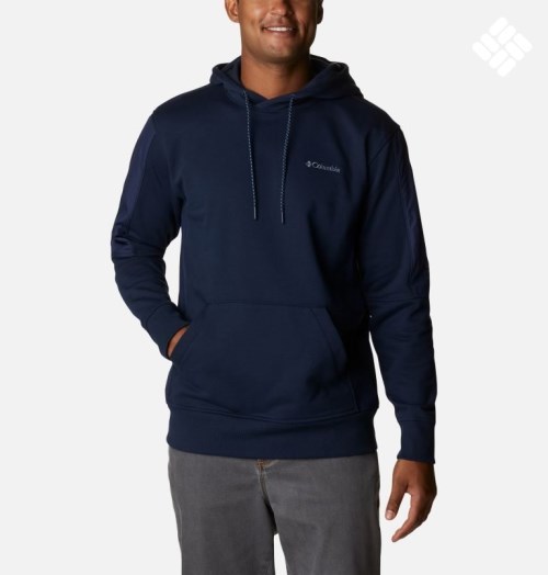 Men's Columbia Minam River Pullover Hoodie Navy | CA-Q6C08