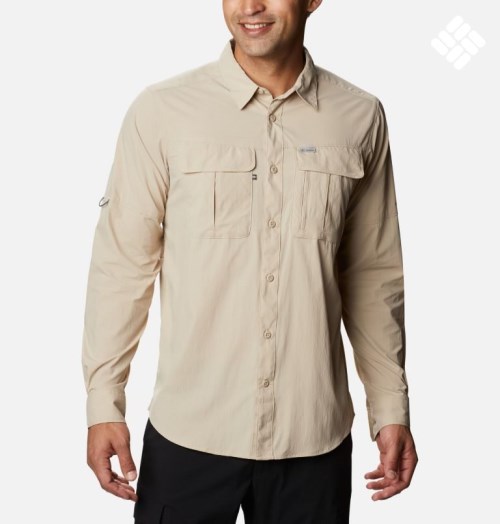Men's Columbia Newton Ridge Long Sleeve Shirts Cream | CA-F4L60