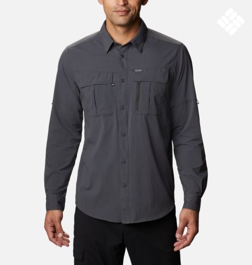 Men's Columbia Newton Ridge Long Sleeve Shirts Dark Grey | CA-T4L06