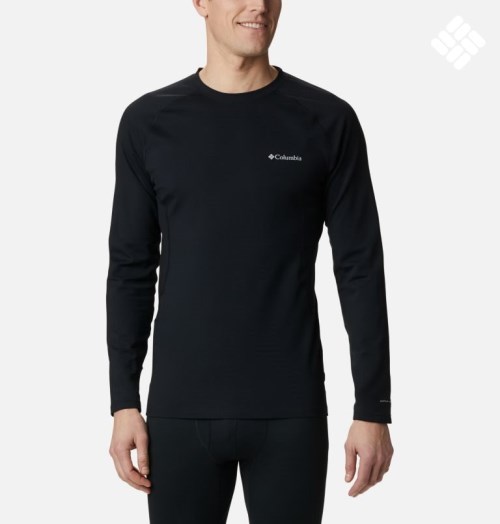 Men's Columbia Omni-Heat 3D Knit Crew Baselayer Sweatshirts Black | CA-V63AC