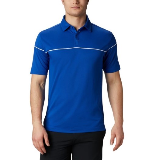 Men's Columbia Omni-Wick Breaker Golf Polo Shirts Blue | CA-UA314