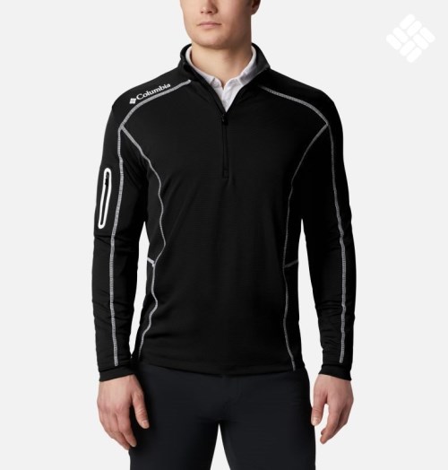 Men's Columbia Omni-Wick Shotgun Quarter-Zip Sweatshirts Black | CA-C38C5