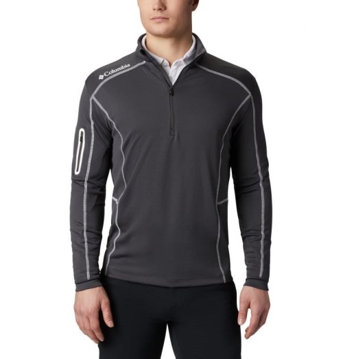 Men's Columbia Omni-Wick Shotgun Quarter-Zip Sweatshirts Black | CA-W1L5A
