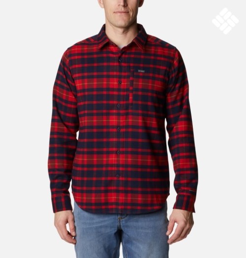 Men's Columbia Outdoor Elements II Flannel Shirts Red | CA-E6A85