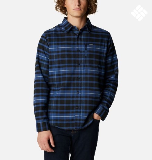 Men's Columbia Outdoor Elements II Flannel Shirts Navy | CA-Y410L