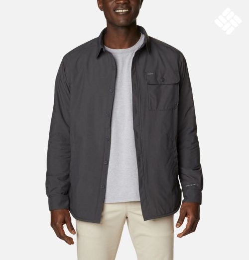 Men's Columbia Outdoor Elements Shirts Dark Grey | CA-I1L5C