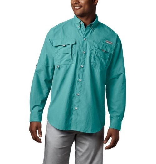 Men's Columbia PFG Bahama II Long Sleeve Shirts Turquoise | CA-G0LAC