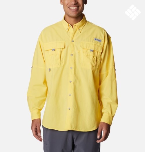 Men's Columbia PFG Bahama II Long Sleeve Shirts Yellow | CA-OLC03