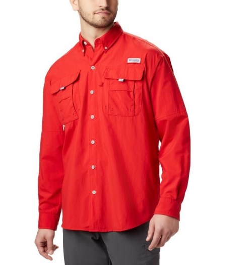 Men's Columbia PFG Bahama II Long Sleeve Shirts Red | CA-Q0385
