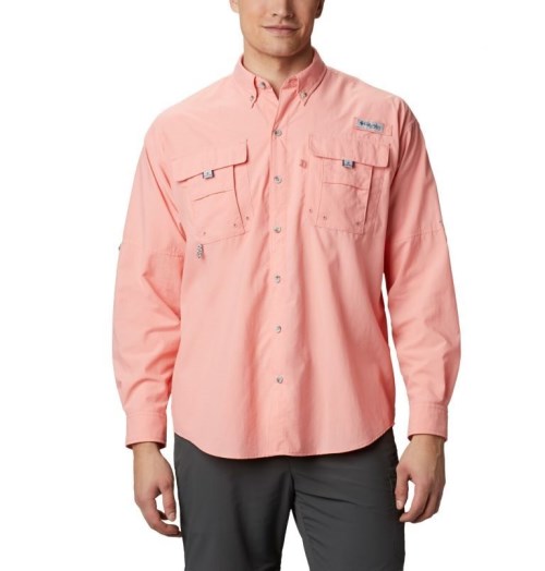 Men's Columbia PFG Bahama II Long Sleeve Shirts Pink | CA-RL605