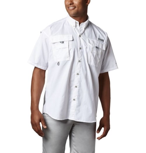 Men's Columbia PFG Bahama II Short Sleeve Shirts White | CA-G3AC8