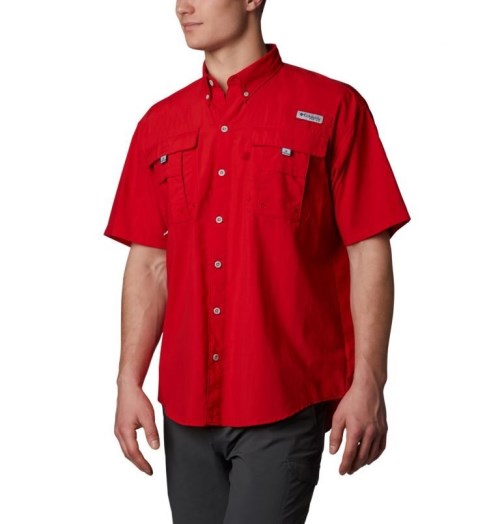 Men's Columbia PFG Bahama II Short Sleeve Shirts Red | CA-IC50L
