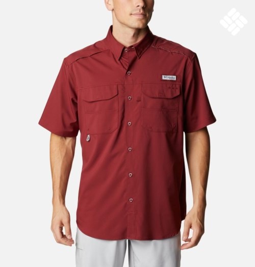 Men's Columbia PFG Blood and Guts Zero Woven Short Sleeve Shirts Red | CA-P16L0