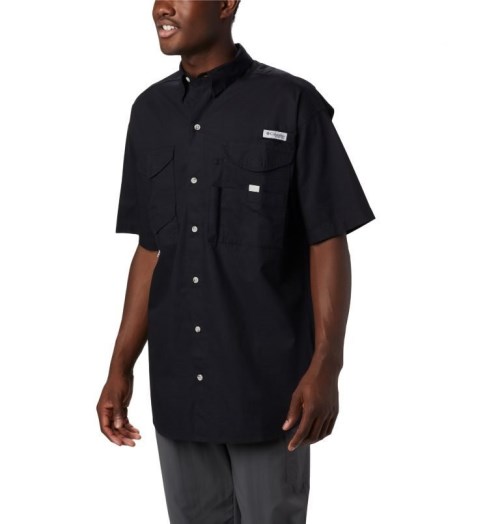 Men's Columbia PFG Bonehead Short Sleeve Shirts Black | CA-A31LC