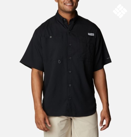 Men's Columbia PFG Jekyll Island Short Sleeve Shirts Black | CA-OL08A