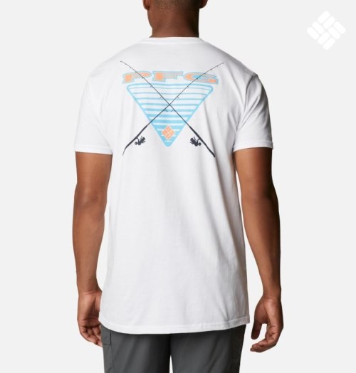 Men's Columbia PFG Reel Graphic T Shirts White | CA-V38CA