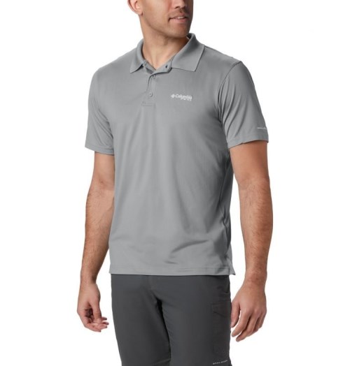 Men's Columbia PFG Skiff Cast Polo Shirts Grey | CA-S130L
