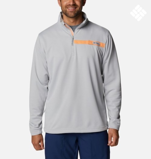 Men's Columbia PFG Skiff Guide Fleece Sweatshirts Light Grey | CA-Z853A