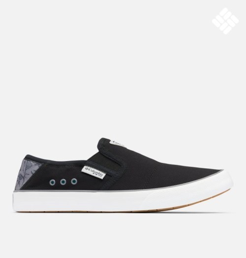 Men's Columbia PFG Slack Tide Slip On Sneakers Black | CA-EA1L3