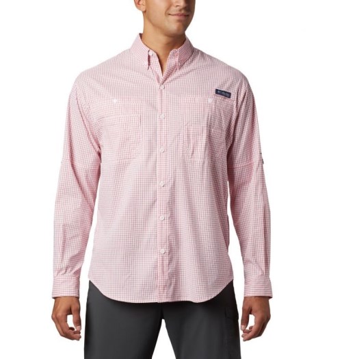 Men's Columbia PFG Super Tamiami Long Sleeve Shirts Pink | CA-I3605