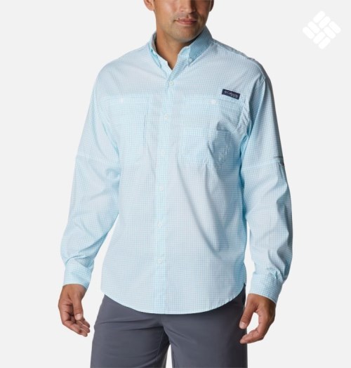 Men's Columbia PFG Super Tamiami Long Sleeve Shirts Light Blue | CA-P458A