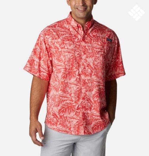 Men's Columbia PFG Super Tamiami Short Sleeve Shirts Red | CA-RA641