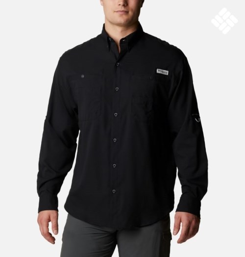 Men's Columbia PFG Tamiami II Long Sleeve Shirts Black | CA-P0LC1