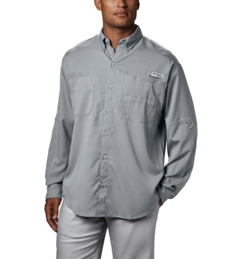 Men's Columbia PFG Tamiami II Long Sleeve Shirts Grey | CA-V4C38
