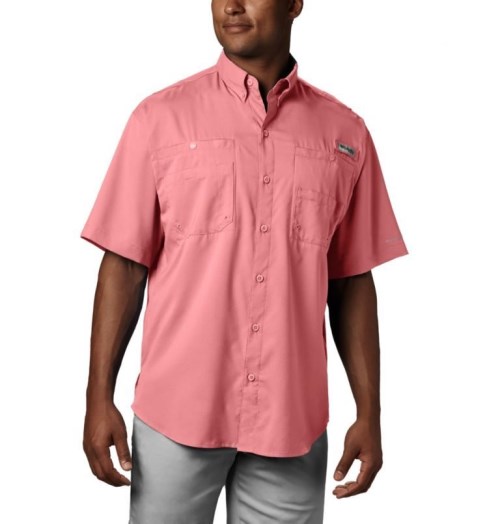 Men's Columbia PFG Tamiami II Short Sleeve Shirts Pink | CA-E0CL3