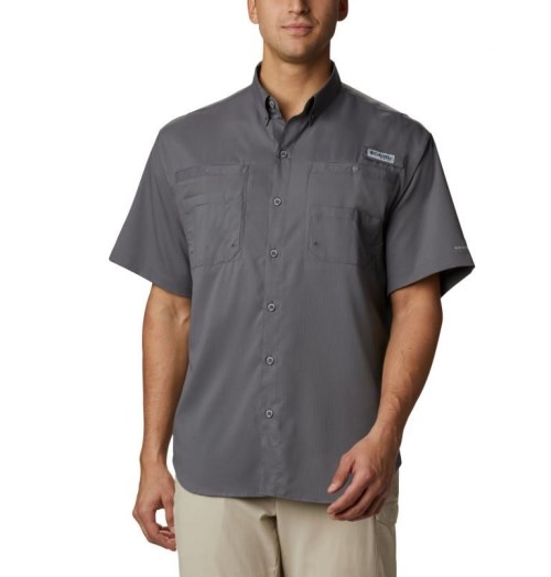 Men's Columbia PFG Tamiami II Short Sleeve Shirts Dark Grey | CA-L34LC