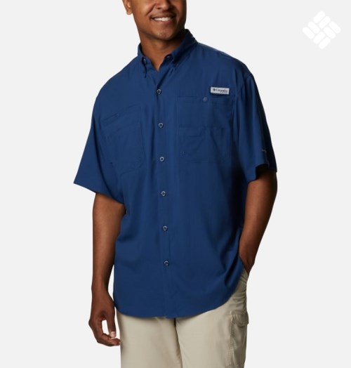 Men's Columbia PFG Tamiami II Short Sleeve Shirts Navy | CA-L50A4
