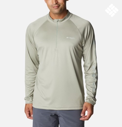 Men's Columbia PFG Terminal Tackle 1/4 Zip Sweatshirts Olive | CA-U0564