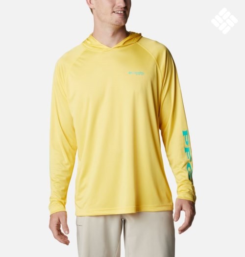 Men's Columbia PFG Terminal Tackle Hoodie Yellow | CA-KL18C