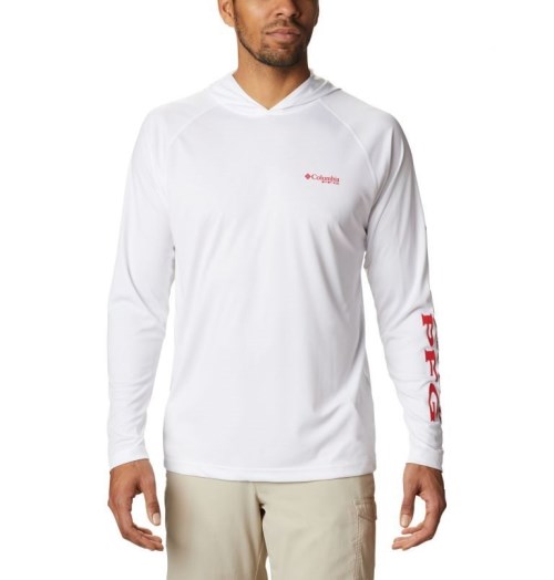 Men's Columbia PFG Terminal Tackle Hoodie White | CA-L3AL6