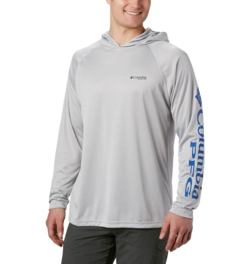 Men's Columbia PFG Terminal Tackle Hoodie Light Grey | CA-VC68L