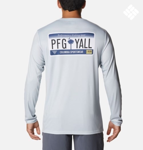 Men's Columbia PFG Terminal Tackle License Plate Long Sleeve Sweatshirts Light Grey | CA-JC835