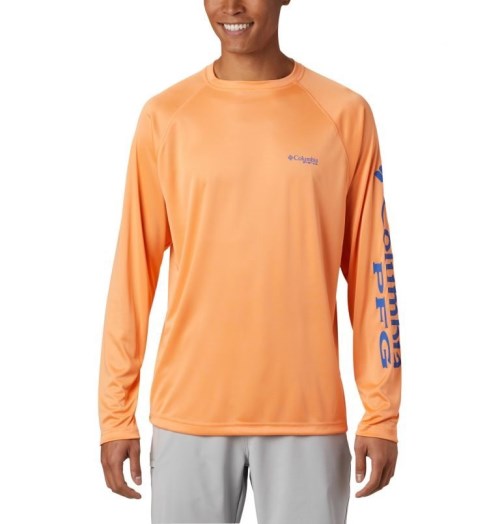 Men's Columbia PFG Terminal Tackle Long Sleeve Sweatshirts Orange | CA-JCAL0