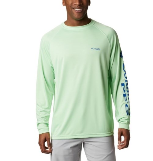 Men's Columbia PFG Terminal Tackle Long Sleeve Sweatshirts Mint | CA-Y0156