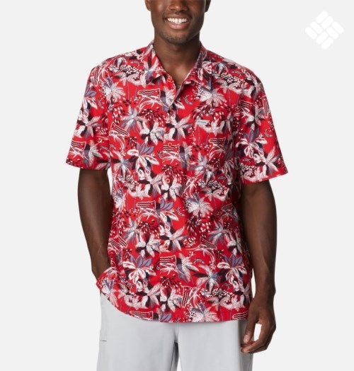 Men's Columbia PFG Trollers Best Short Sleeve Shirts Flower | CA-F1453