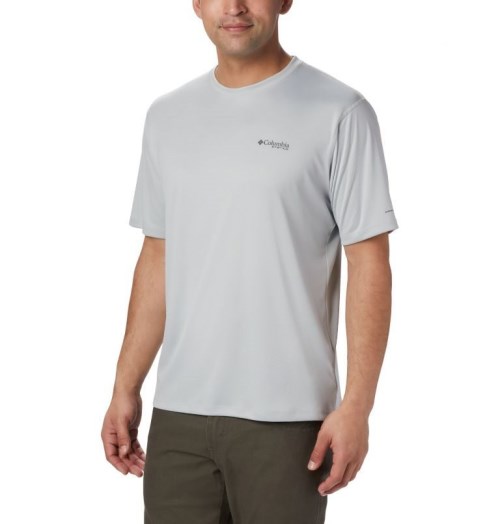 Men's Columbia PFG Zero Rules Short Sleeve T Shirts Light Grey | CA-AL638