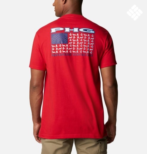Men's Columbia PHG Grouper Graphic T Shirts Red | CA-O4601