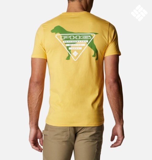 Men's Columbia PHG Reckon T Shirts Yellow | CA-V5C6L