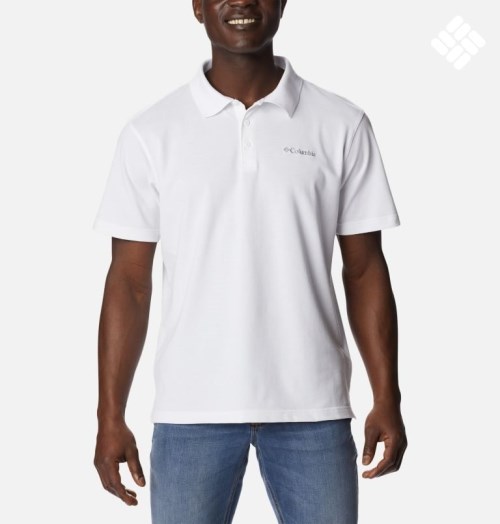 Men's Columbia Pines Terrace Polo Shirts White | CA-S16CA