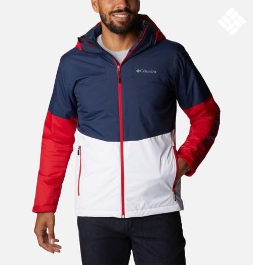 Men's Columbia Point Park Insulated Jackets Navy / White / Red | CA-N0A81
