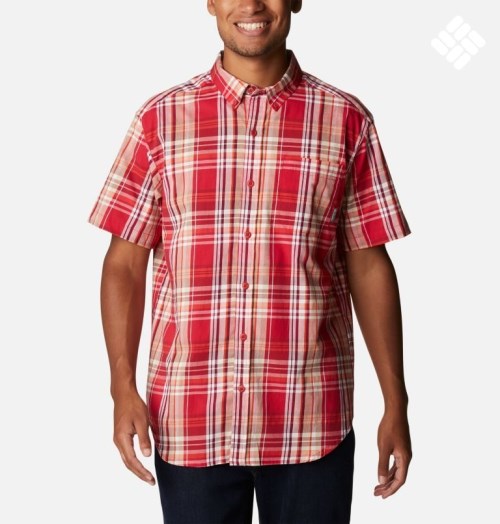 Men's Columbia Rapid Rivers II Short Sleeve Shirts Red | CA-MLC30