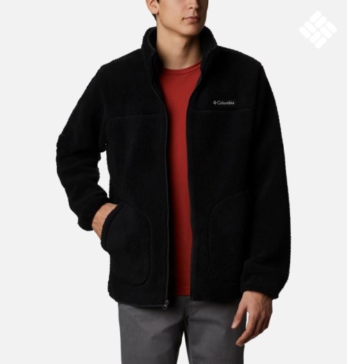 Men's Columbia Rugged Ridge II Sherpa Full Zip Fleece Jackets Black | CA-V3L68