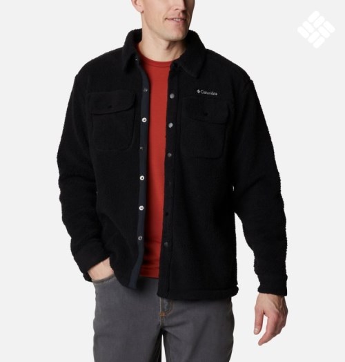 Men's Columbia Rugged Ridge Sherpa Shirts Black | CA-L30AC