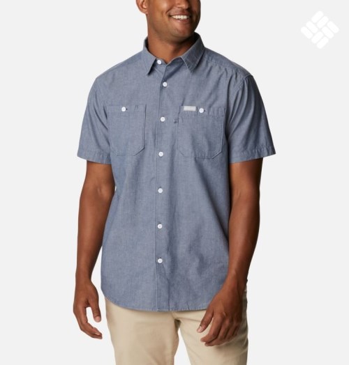 Men's Columbia Scenic Ridge Woven Short Sleeve Shirts Grey | CA-D83C4