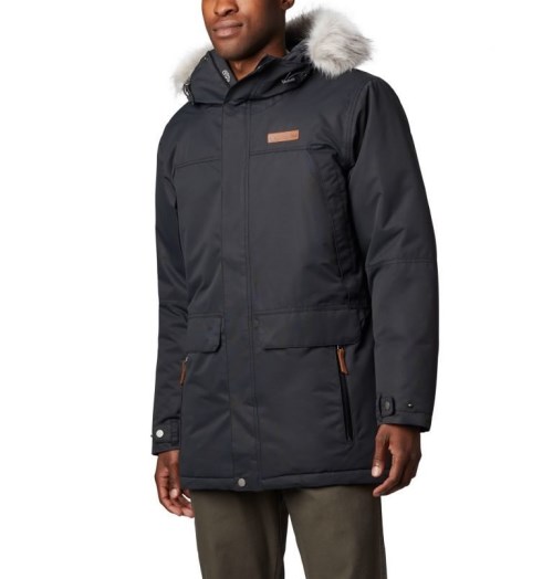 Men's Columbia South Canyon Long Down Jackets Black | CA-Y06LC