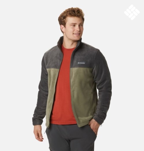 Men's Columbia Steens Mountain 2.0 Full Zip Fleece Jackets Black / Olive | CA-UL50C